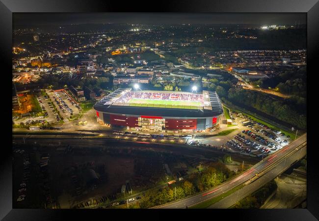 New York Stadium Match Night Framed Print by Apollo Aerial Photography