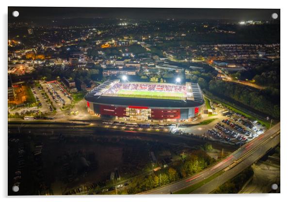 New York Stadium Match Night Acrylic by Apollo Aerial Photography