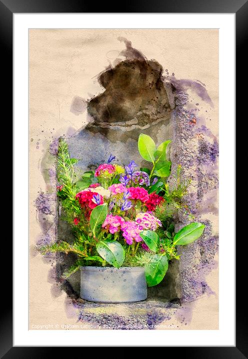 Flower Display - Watercolour Framed Mounted Print by Graham Lathbury
