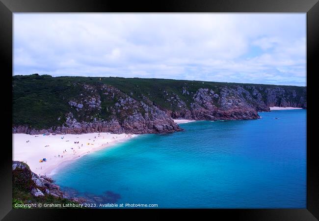 Porthcurno Beach Framed Print by Graham Lathbury