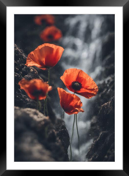 Poppy Falls Framed Mounted Print by Picture Wizard