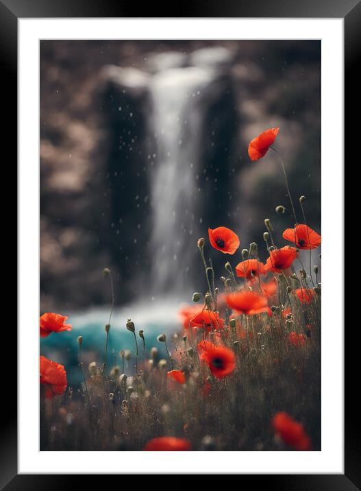 Poppy Falls Framed Mounted Print by Picture Wizard
