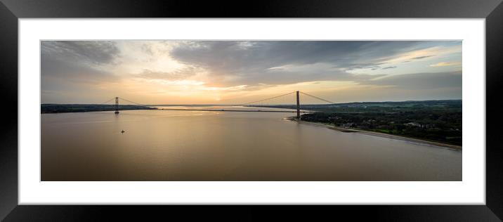 Humber Bridge Sunset Framed Mounted Print by Apollo Aerial Photography