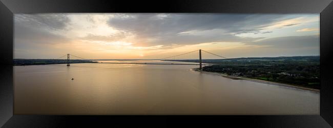 Humber Bridge Sunset Framed Print by Apollo Aerial Photography
