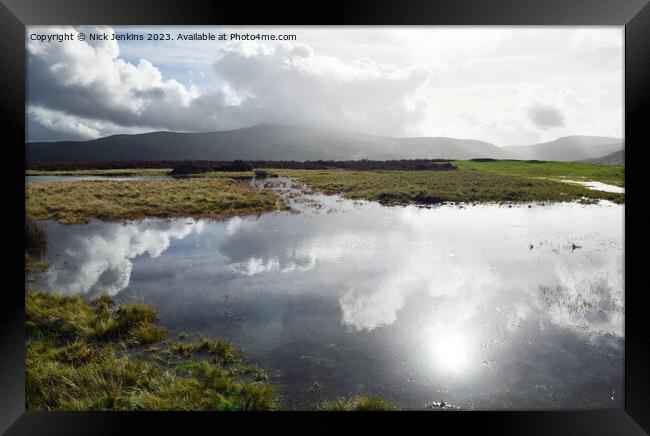 Pond up on Mynydd Illtyd Common in the Brecon Beacons Framed Print by Nick Jenkins