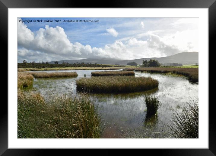 Lovely view across the Mynydd Illtyd Pond Brecon Beacons  Framed Mounted Print by Nick Jenkins