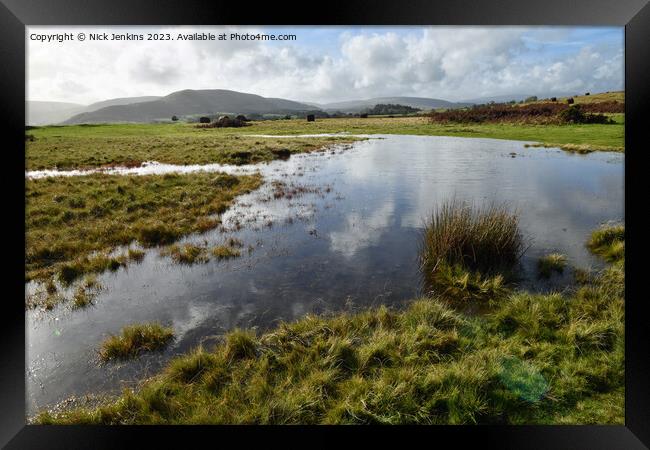 Pond on Mynydd Illtyd Common Brecon Beacons  Framed Print by Nick Jenkins