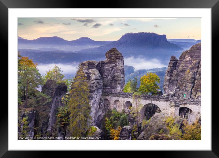 Saxon Switzerland National Park - view to Bastei Bridge Framed Mounted Print by Melanie Viola