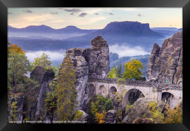 Saxon Switzerland National Park - view to Bastei Bridge Framed Print by Melanie Viola