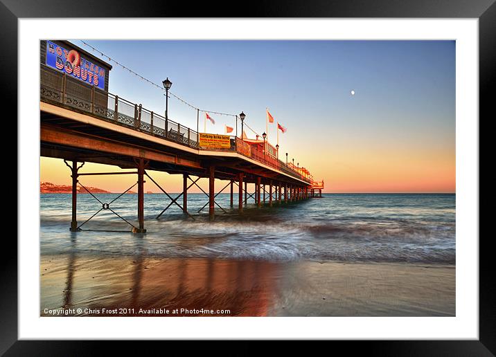 Paignton Pier in Pink Framed Mounted Print by Chris Frost