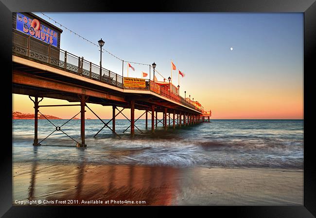 Paignton Pier in Pink Framed Print by Chris Frost
