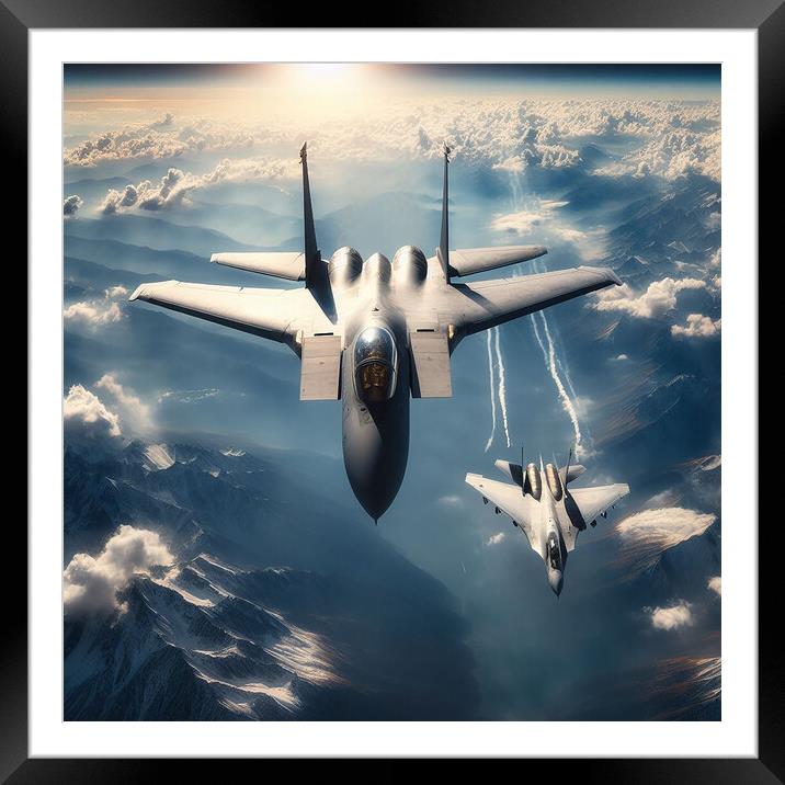 F15 vs Sukhoi Su-57 Framed Mounted Print by CC Designs