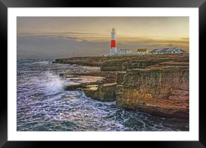 Portland Lighthouse at Sunset  Framed Mounted Print by Darren Galpin