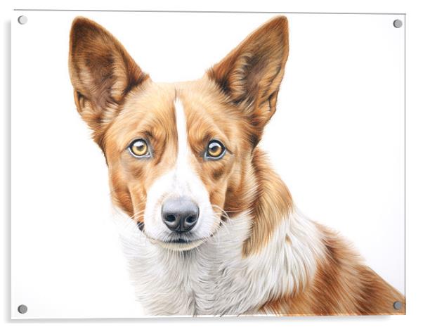 Canaan Dog Pencil Drawing Acrylic by K9 Art