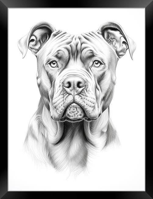 Cane Corso Pencil Drawing Framed Print by K9 Art