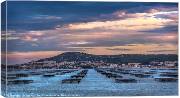 Oyster Beds in the Etang deThau France   Canvas Print by Jim Key