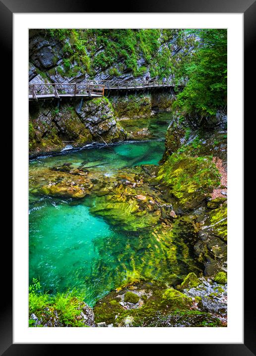 The Vintgar Gorge Scenic Landscape In Slovenia Framed Mounted Print by Artur Bogacki