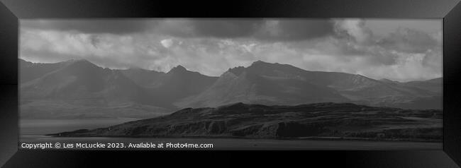 Arran mountain range  Framed Print by Les McLuckie