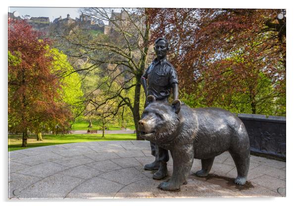 Wojtek The Soldier Bear Statue In Edinburgh Acrylic by Artur Bogacki