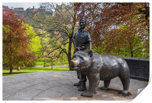 Wojtek The Soldier Bear Statue In Edinburgh Print by Artur Bogacki