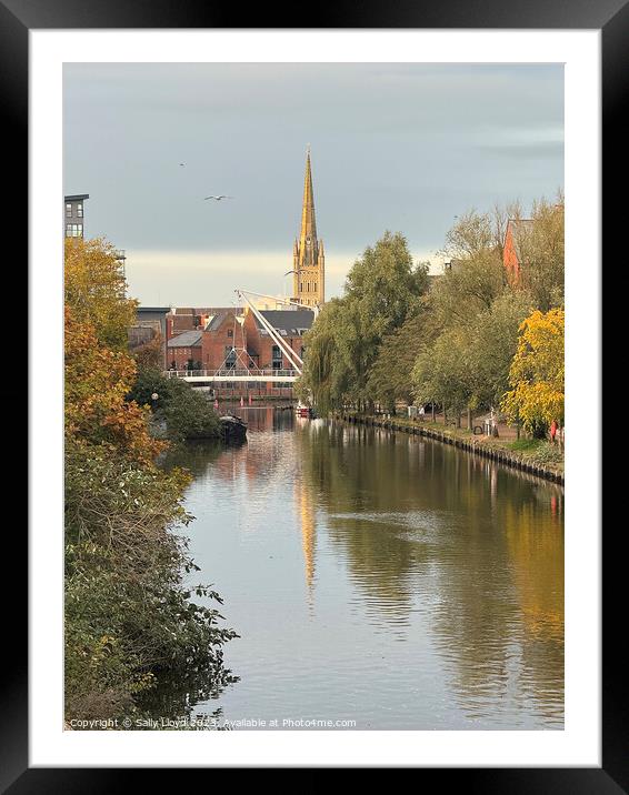 Norwich Cathedral Spire Reflection Framed Mounted Print by Sally Lloyd