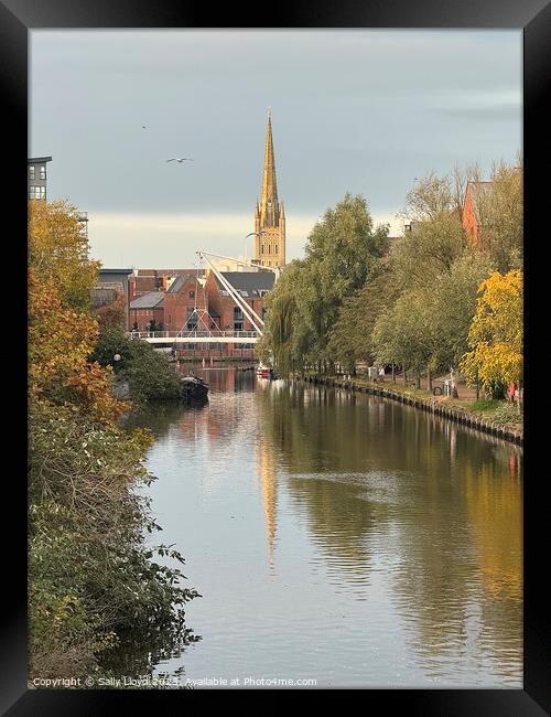 Norwich Cathedral Spire Reflection Framed Print by Sally Lloyd