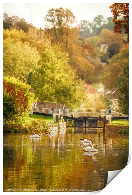 Golden Autumn in Bath along the Kennet & Avon Canal Print by Rowena Ko