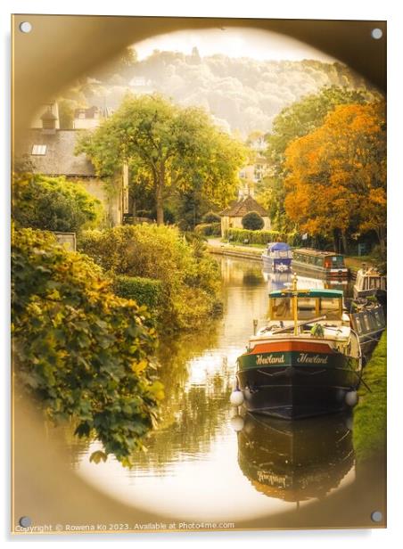 Golden Autumn in Bath along the Kennet & Avon Canal Acrylic by Rowena Ko