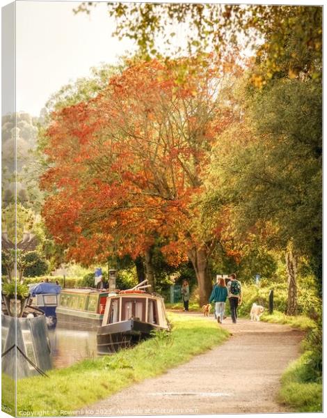Golden Autumn in Bath along the Kennet & Avon Canal Canvas Print by Rowena Ko