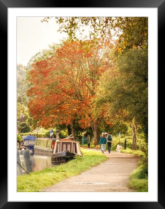 Golden Autumn in Bath along the Kennet & Avon Canal Framed Mounted Print by Rowena Ko