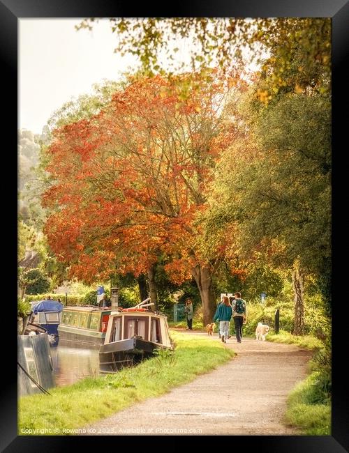 Golden Autumn in Bath along the Kennet & Avon Canal Framed Print by Rowena Ko