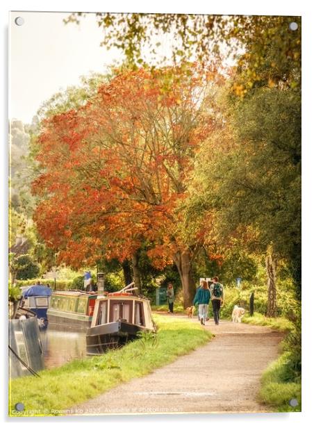 Golden Autumn in Bath along the Kennet & Avon Canal Acrylic by Rowena Ko