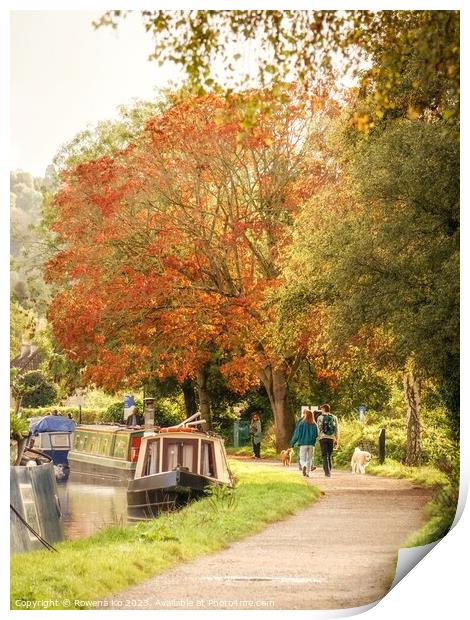 Golden Autumn in Bath along the Kennet & Avon Canal Print by Rowena Ko