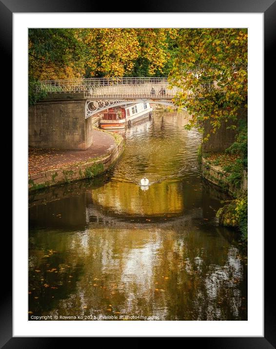 Golden Autumn in Bath along the Kennet & Avon Canal Framed Mounted Print by Rowena Ko