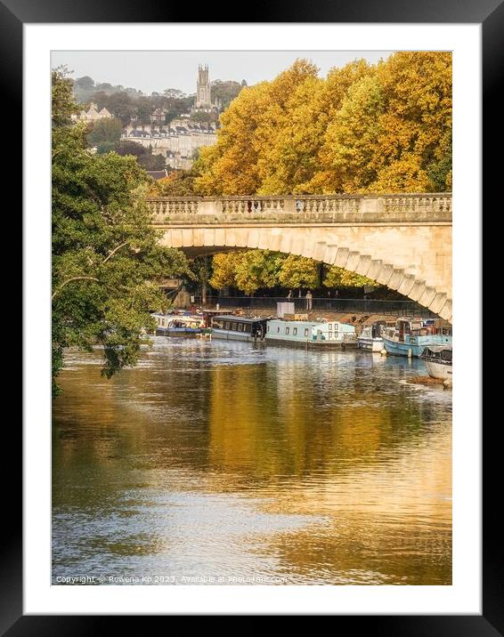 Golden Autumn in Bath along the River Avon Framed Mounted Print by Rowena Ko