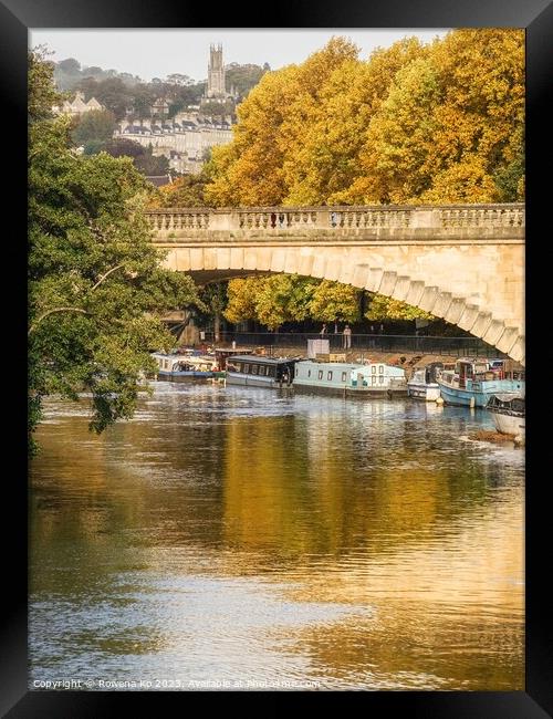 Golden Autumn in Bath along the River Avon Framed Print by Rowena Ko