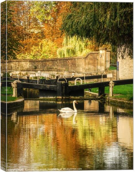 Golden Autumn in Bath along the Kennet & Avon Canal Canvas Print by Rowena Ko