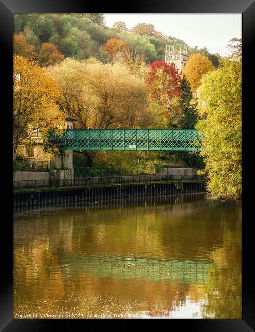 Golden Autumn in Bath along the River Avon Framed Print by Rowena Ko
