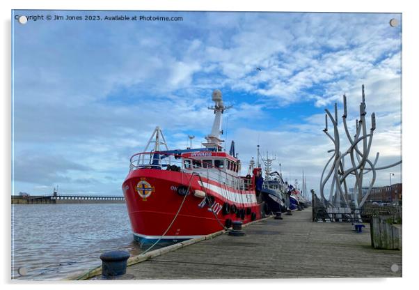 Fishing Boats safely in port Acrylic by Jim Jones