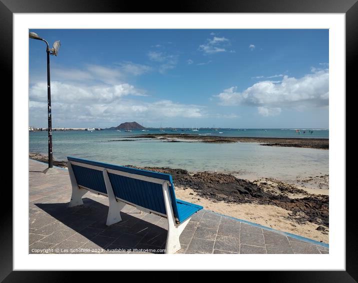 Bench with a view Framed Mounted Print by Les Schofield