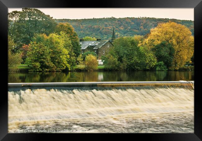 Autumn on the Otley Weir Framed Print by Richard Perks
