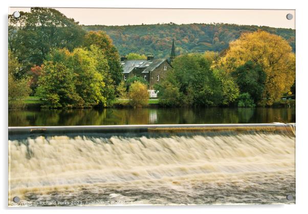 Autumn on the Otley Weir Acrylic by Richard Perks