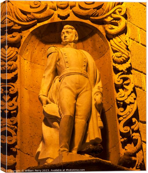 Ignacio Allende Statue San Miguel de Allende Mexico Canvas Print by William Perry