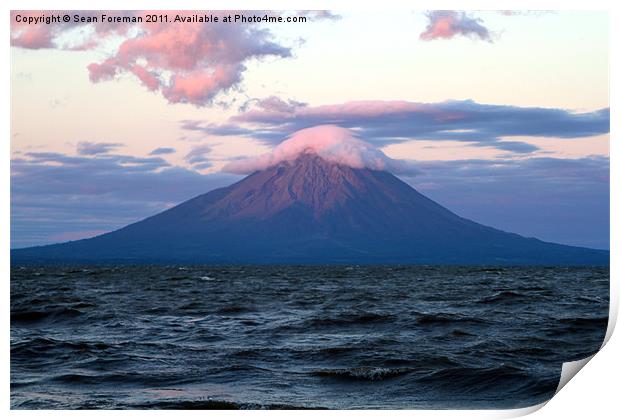 Nicaraguan Volcano at Sunset Print by Sean Foreman