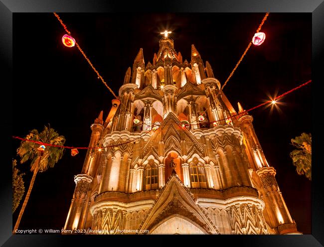Christmas Archangel Church Night San Miguel de Allende Mexico Framed Print by William Perry