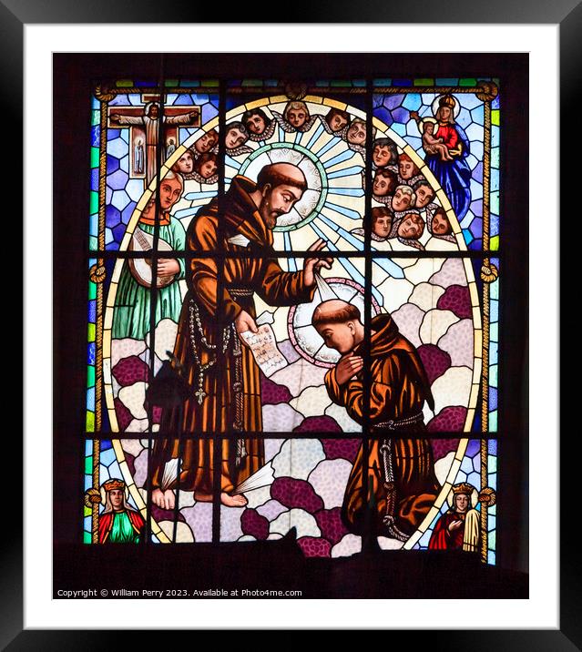 Saint Francis Stained Glass Templo de San Francisco San Miguel Mexico Framed Mounted Print by William Perry