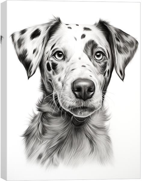 Catahoula Leopard Dog Pencil Drawing Canvas Print by K9 Art