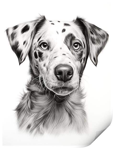 Catahoula Leopard Dog Pencil Drawing Print by K9 Art