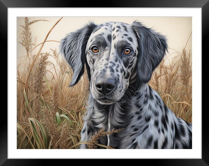 Catahoula Leopard Dog Pencil Drawing Framed Mounted Print by K9 Art