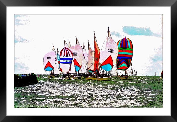 Racing Spinnakers (watercolor effect ) Framed Mounted Print by john hill